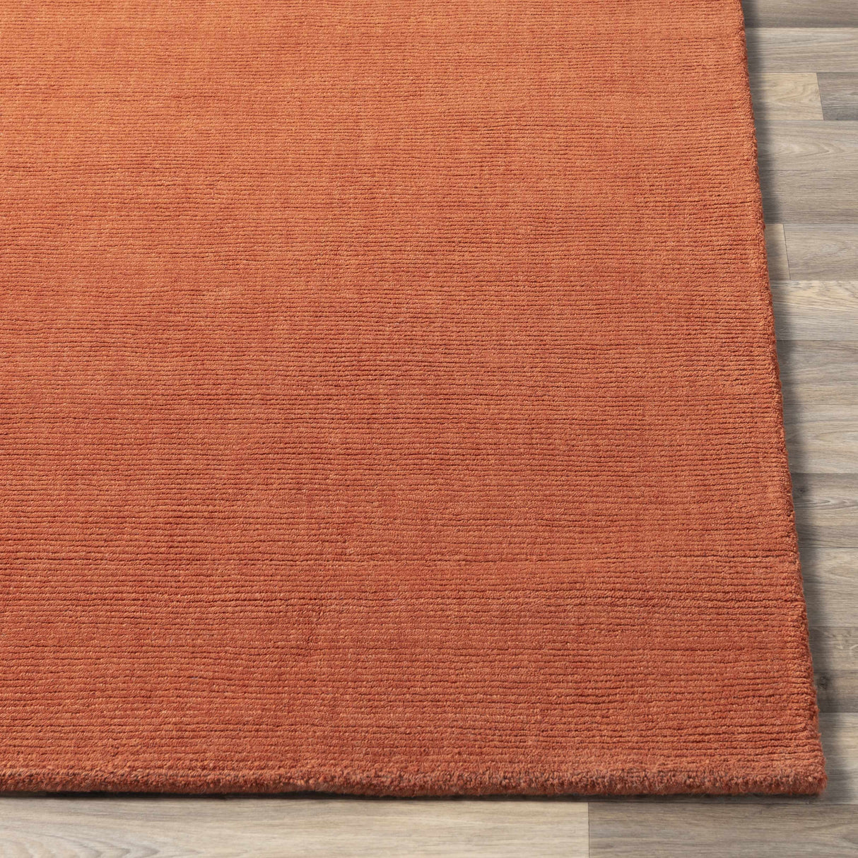 Brockton Solid Orange Wool Rug