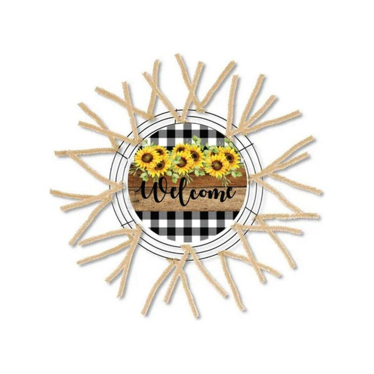 Welcome Rustic Sunflower Round Sign