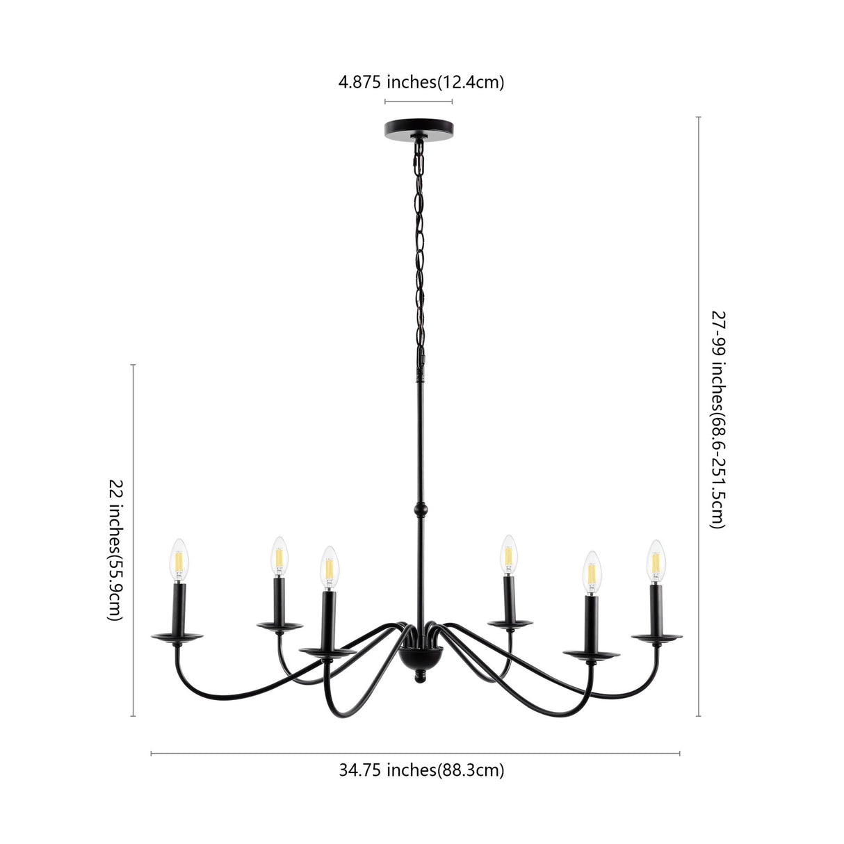 Wicklow 6 - light bohemian farmhouse iron led chandelier - Tuesday Morning - Chandeliers
