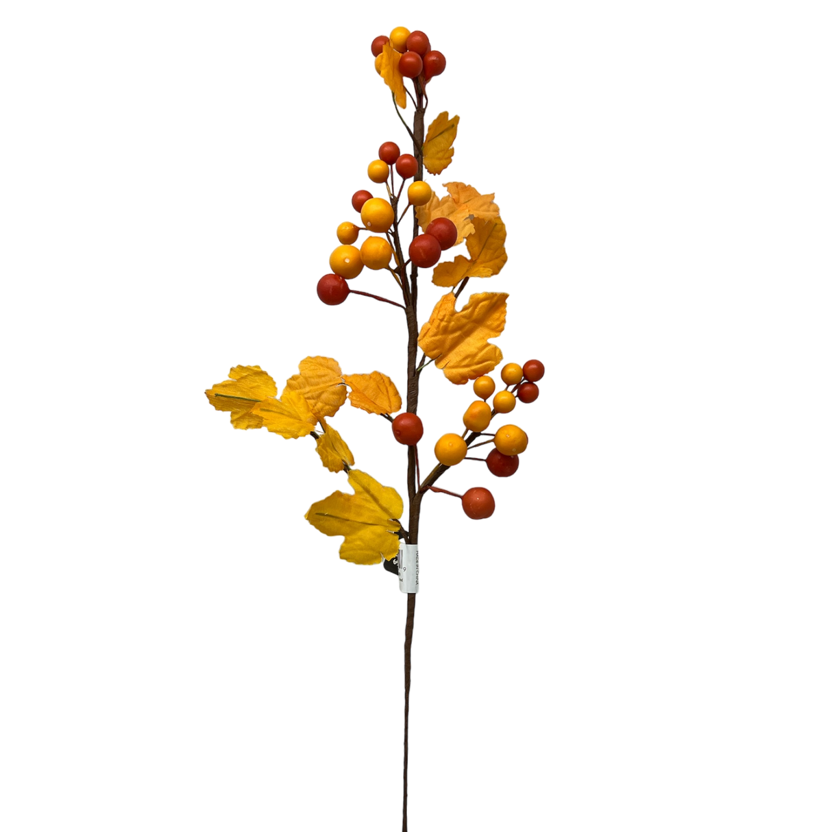 Two Tone Orange Cluster Spray With Autumn Leaves 15 1/2 Inch
