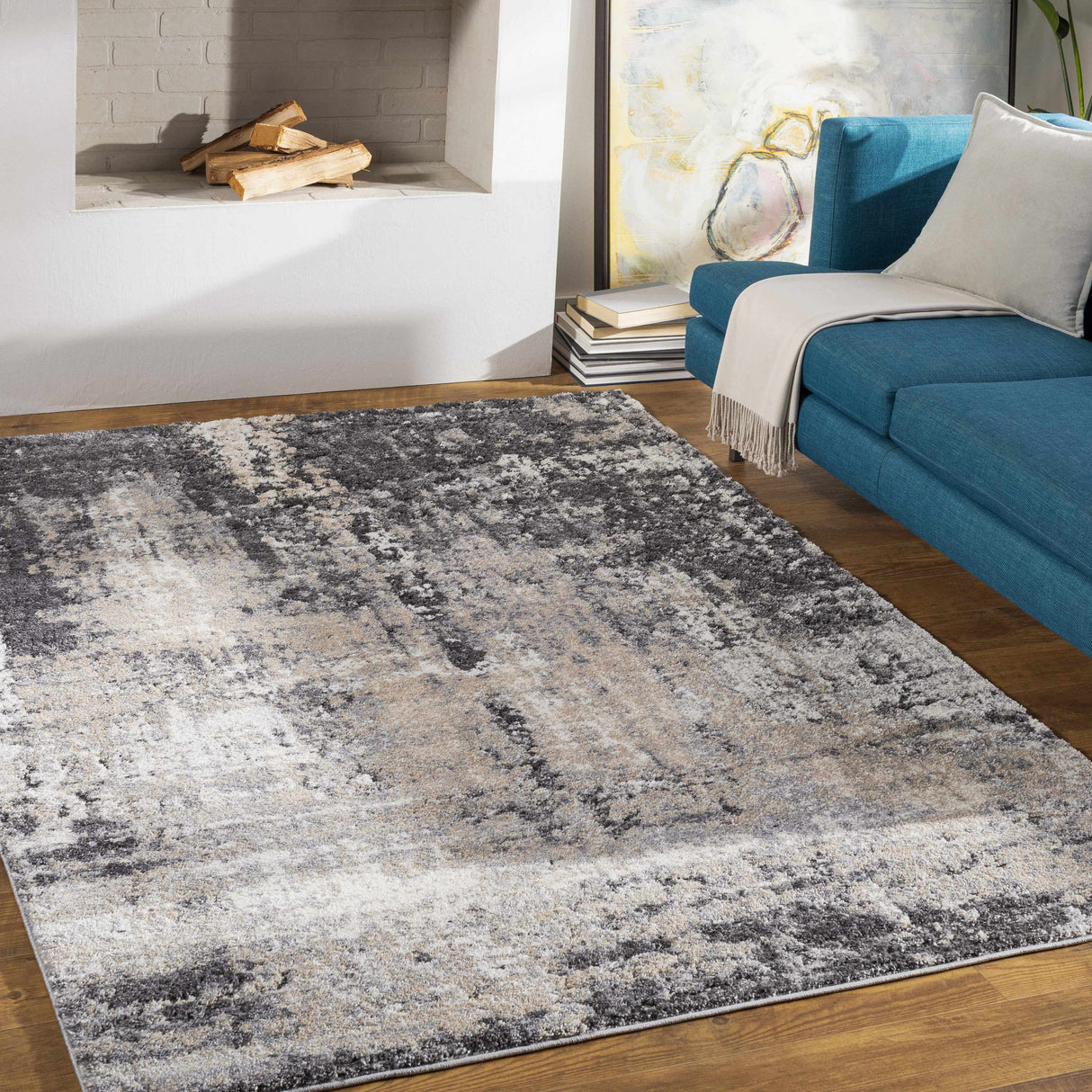 Witchford Abstract Charcoal Thick Rug