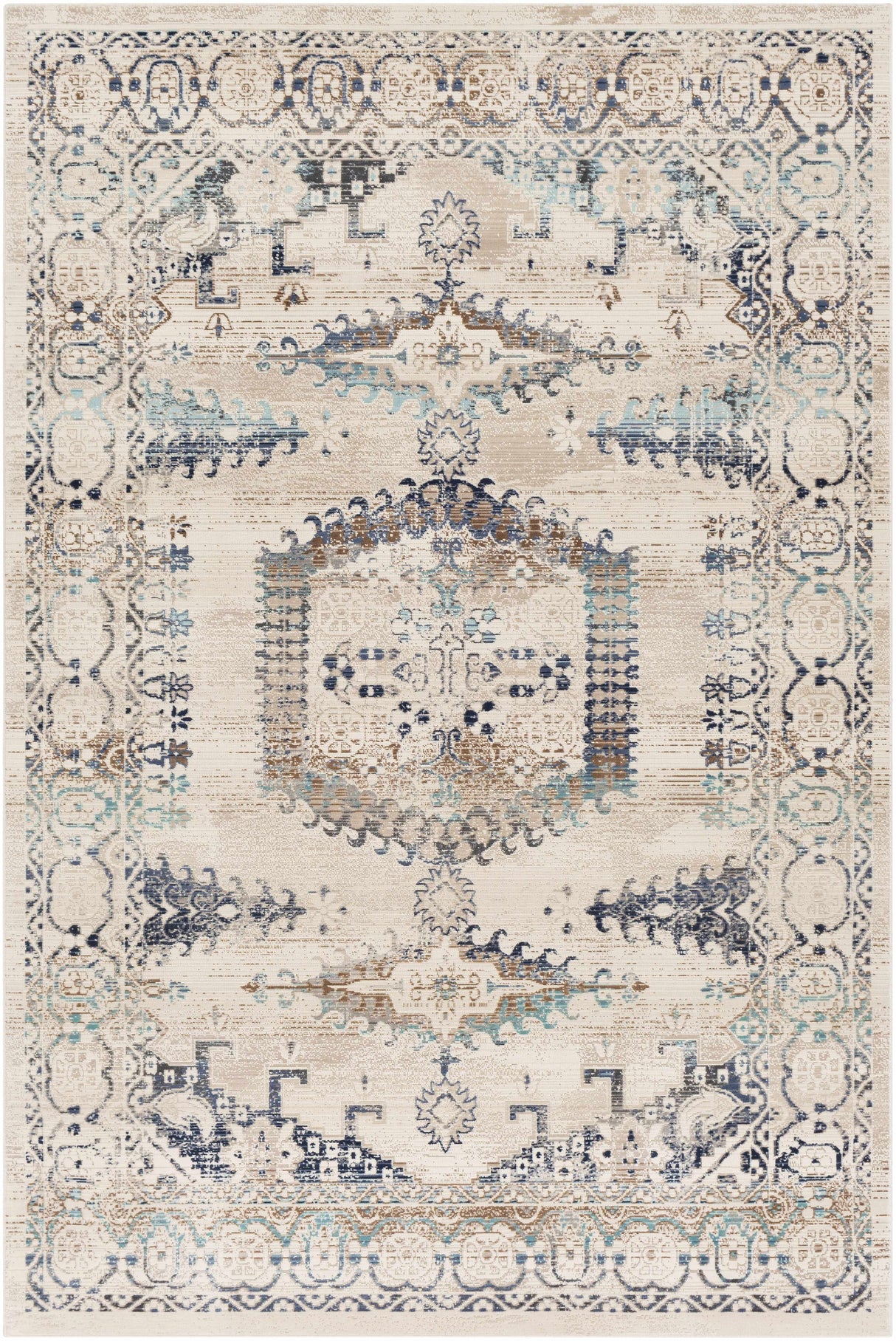 Wem Faded Neutral Area Rug - Clearance