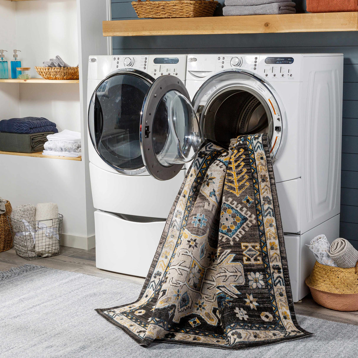 Cabacungan Black & Blue Washable Rug - Clearance