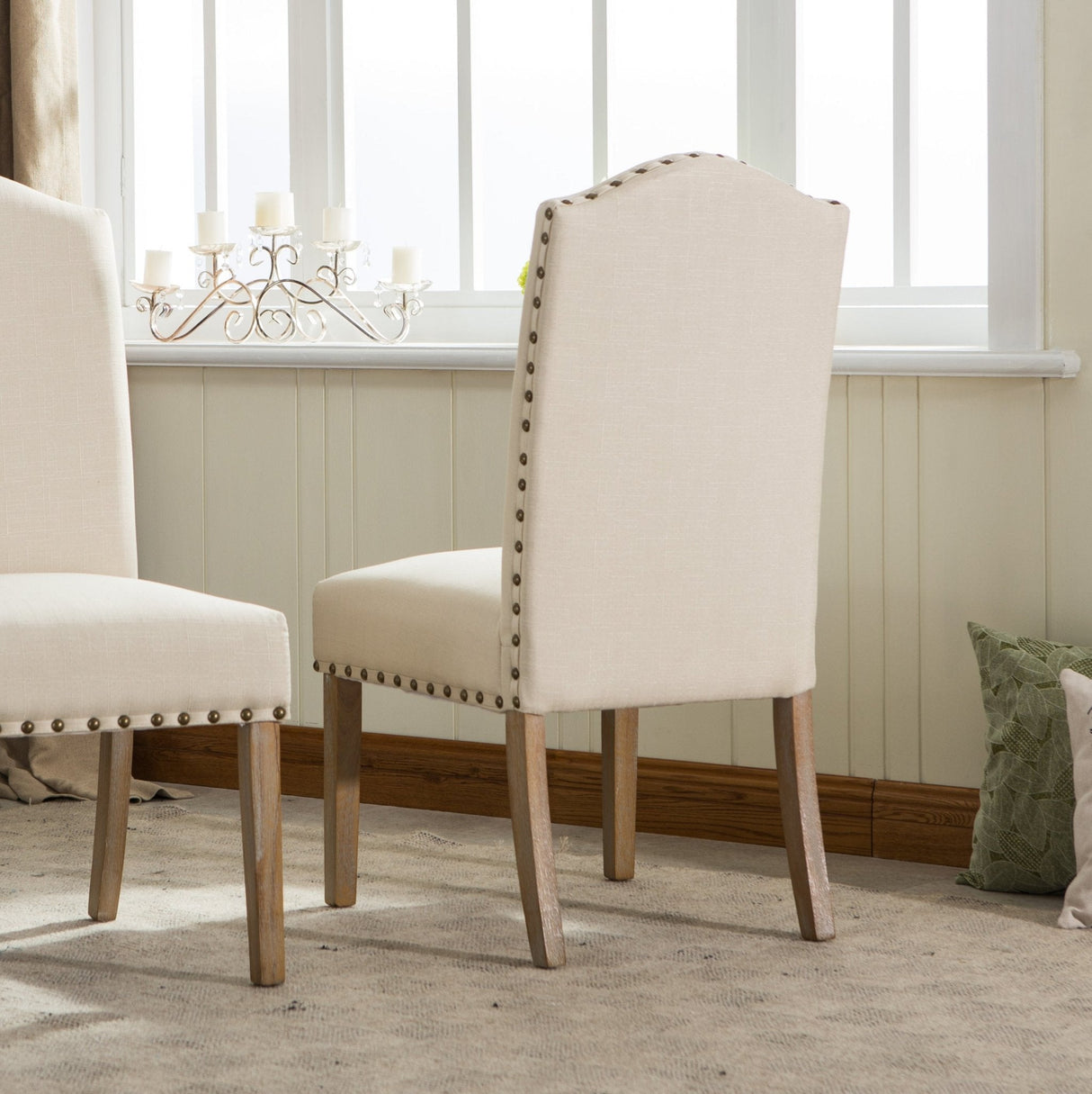 Wolen Upholstered Dining Chair with Nailhead Trim and High Back, Set of 2 - Dining Chairs