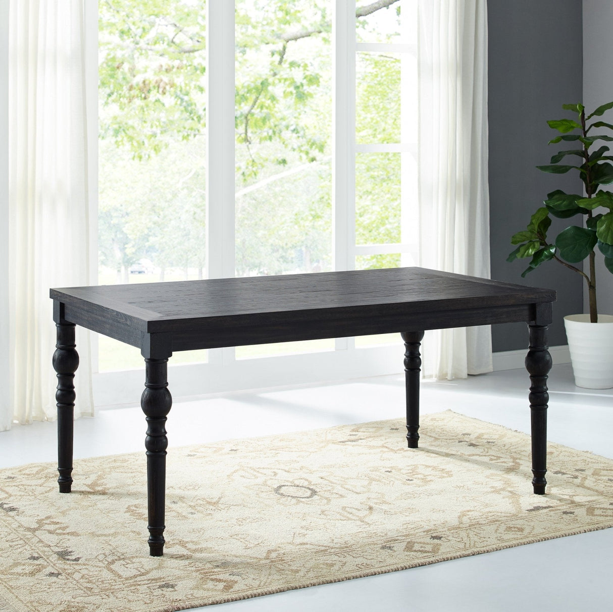 Wood Dining Table with Turned Leg and Rectangle Top - Dining Tables