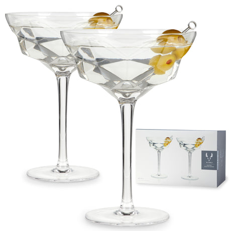 Seneca-faceted-crystal-martini-glasses-viski®-Cocktail-Glasses