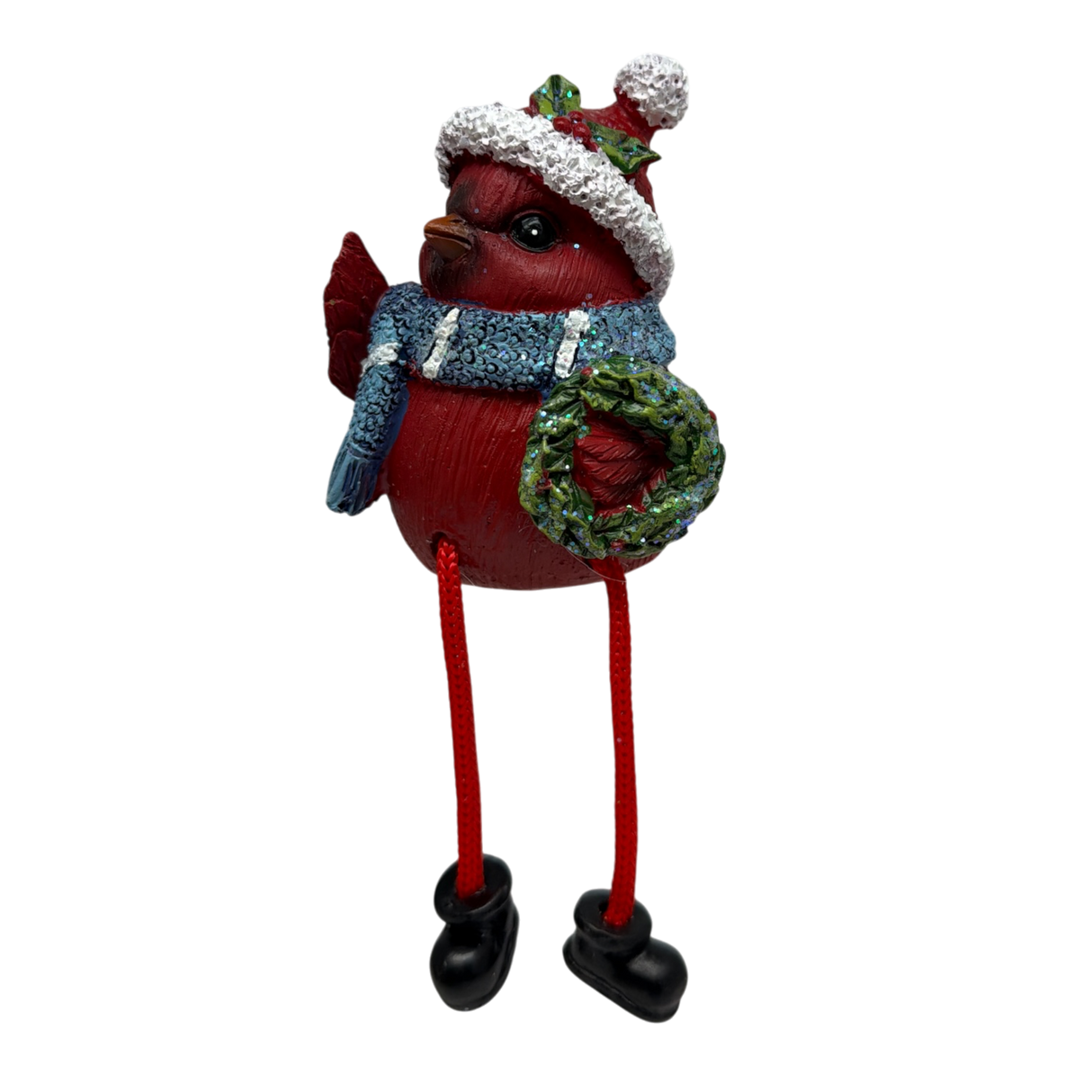 Cardinal Shelfsitters with Dangle Legs - Wreath