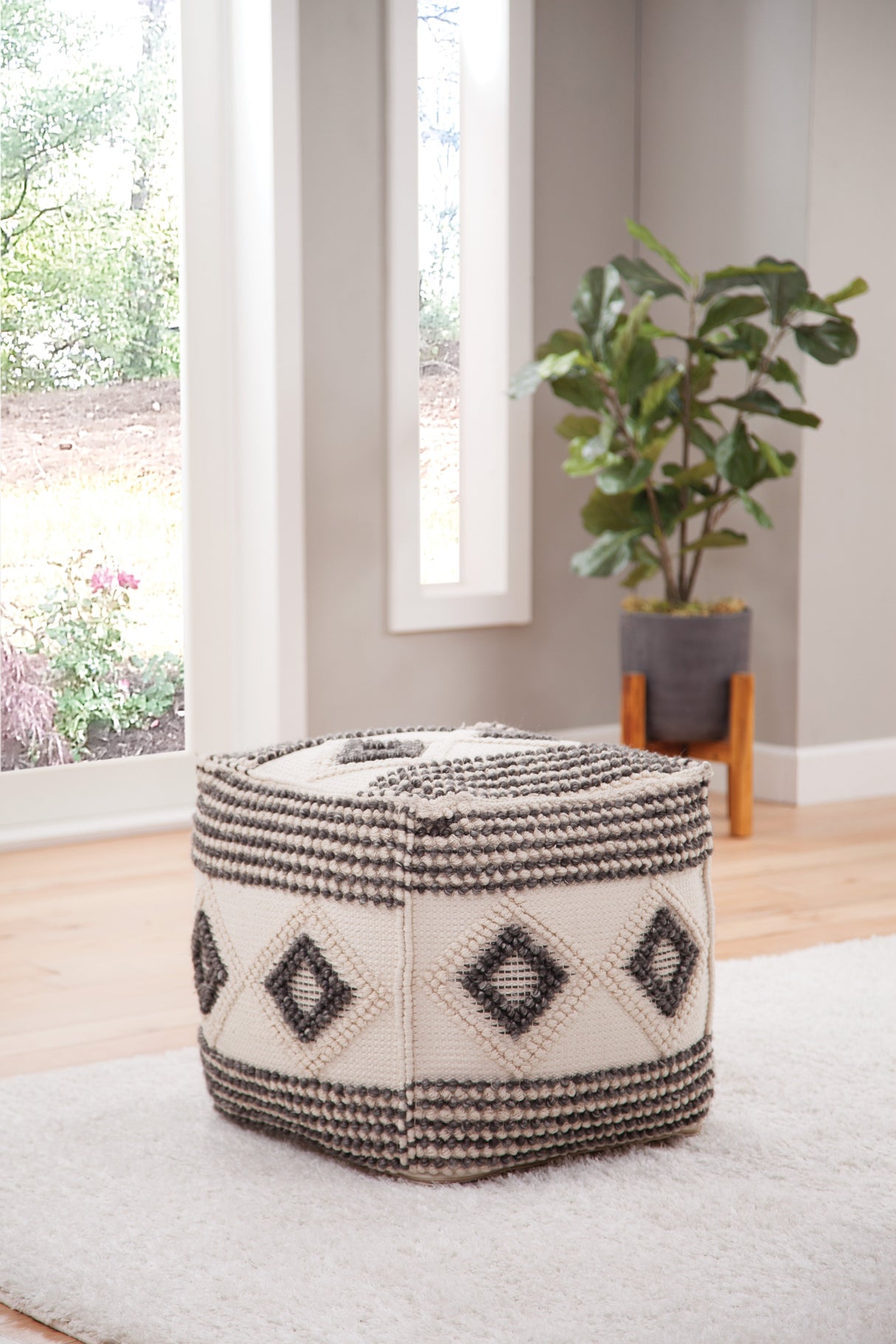 Dalia Square Handwoven Woolen Pouf