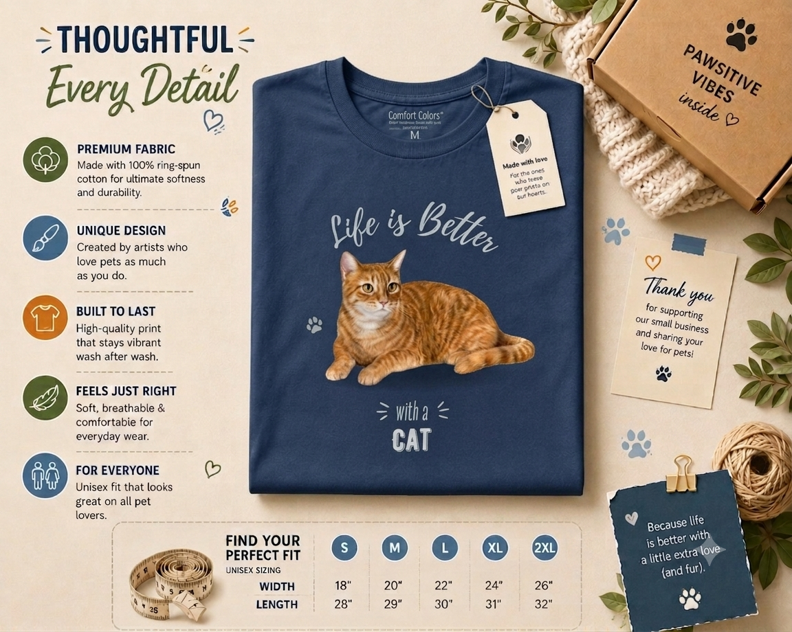 Life is Better with a Orange Tabby T-Shirt -