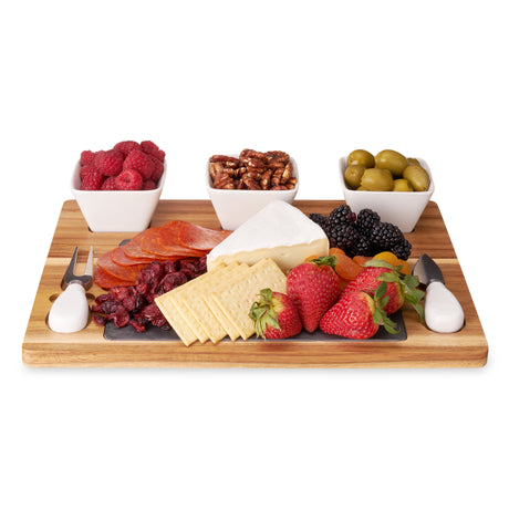 Acacia-&-slate-cheese-board-set-w/ceramic-bowls-by-twine-Serving-Boards
