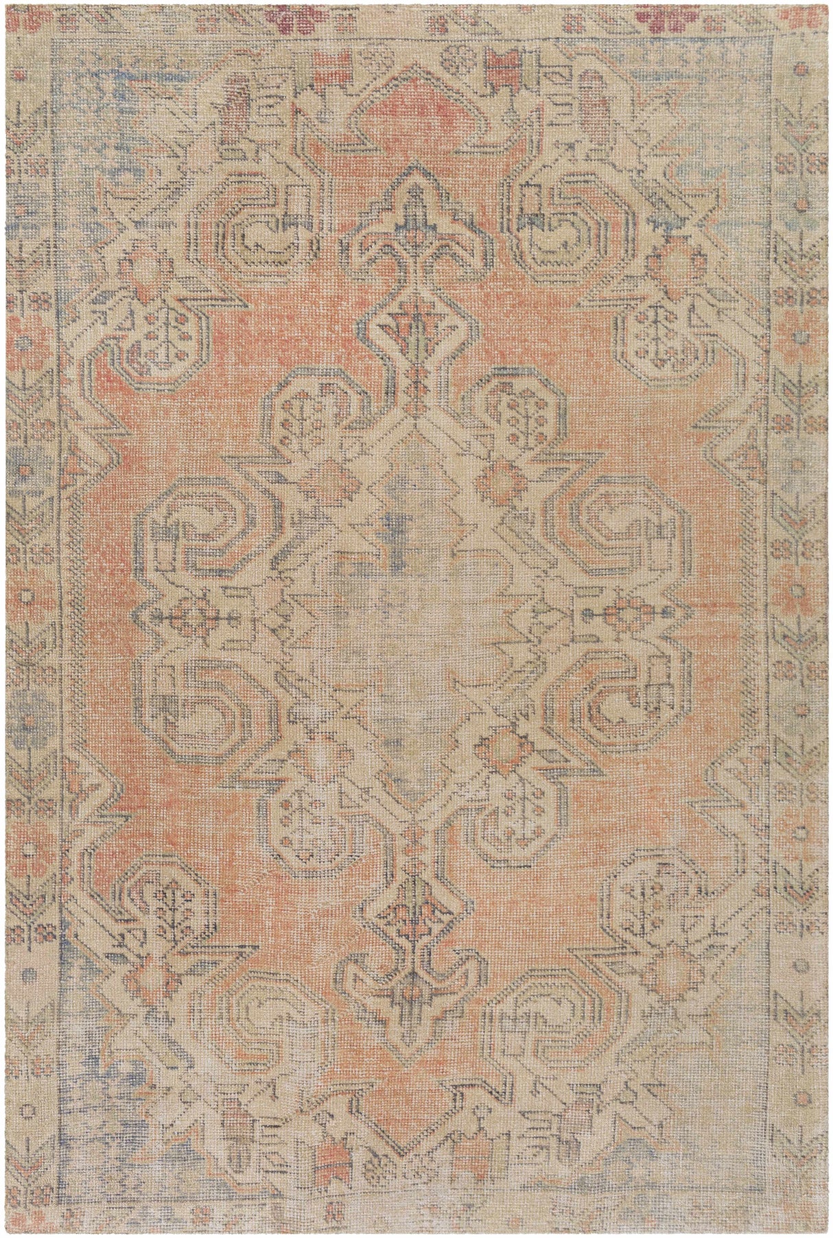 Yetminster Traditional Distressed Peach Rug - Clearance