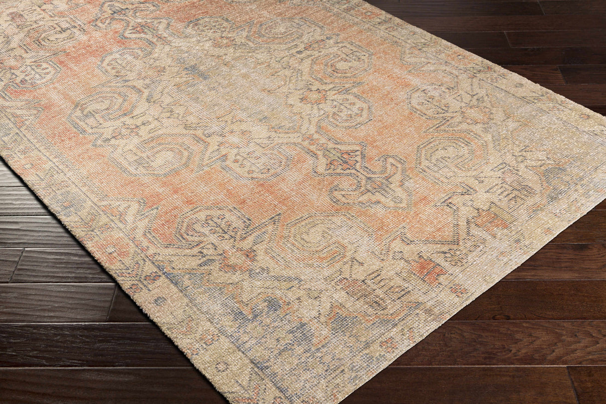 Yetminster Traditional Distressed Peach Rug - Clearance