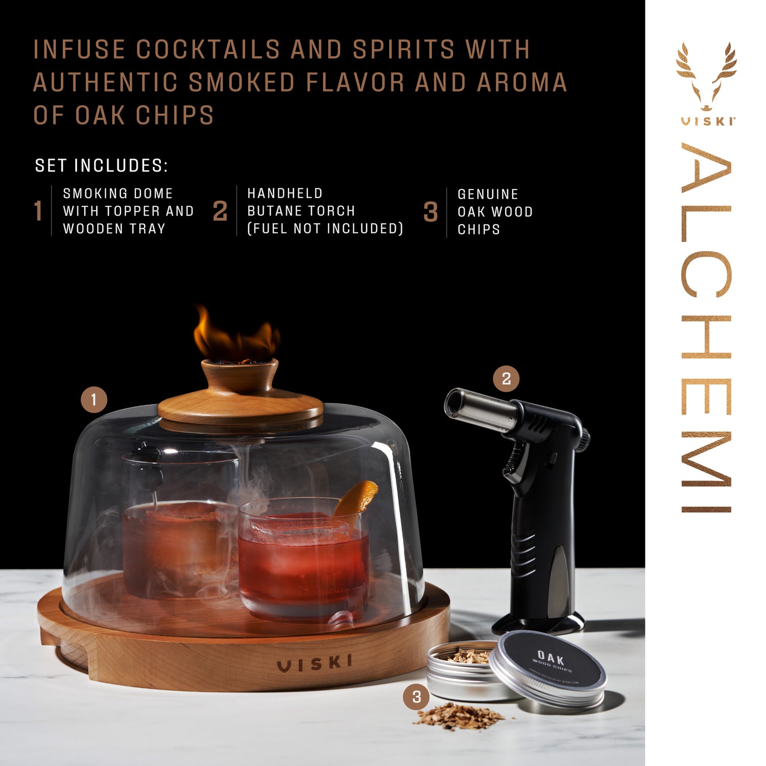 Alchemi cocktail smoking dome viski®