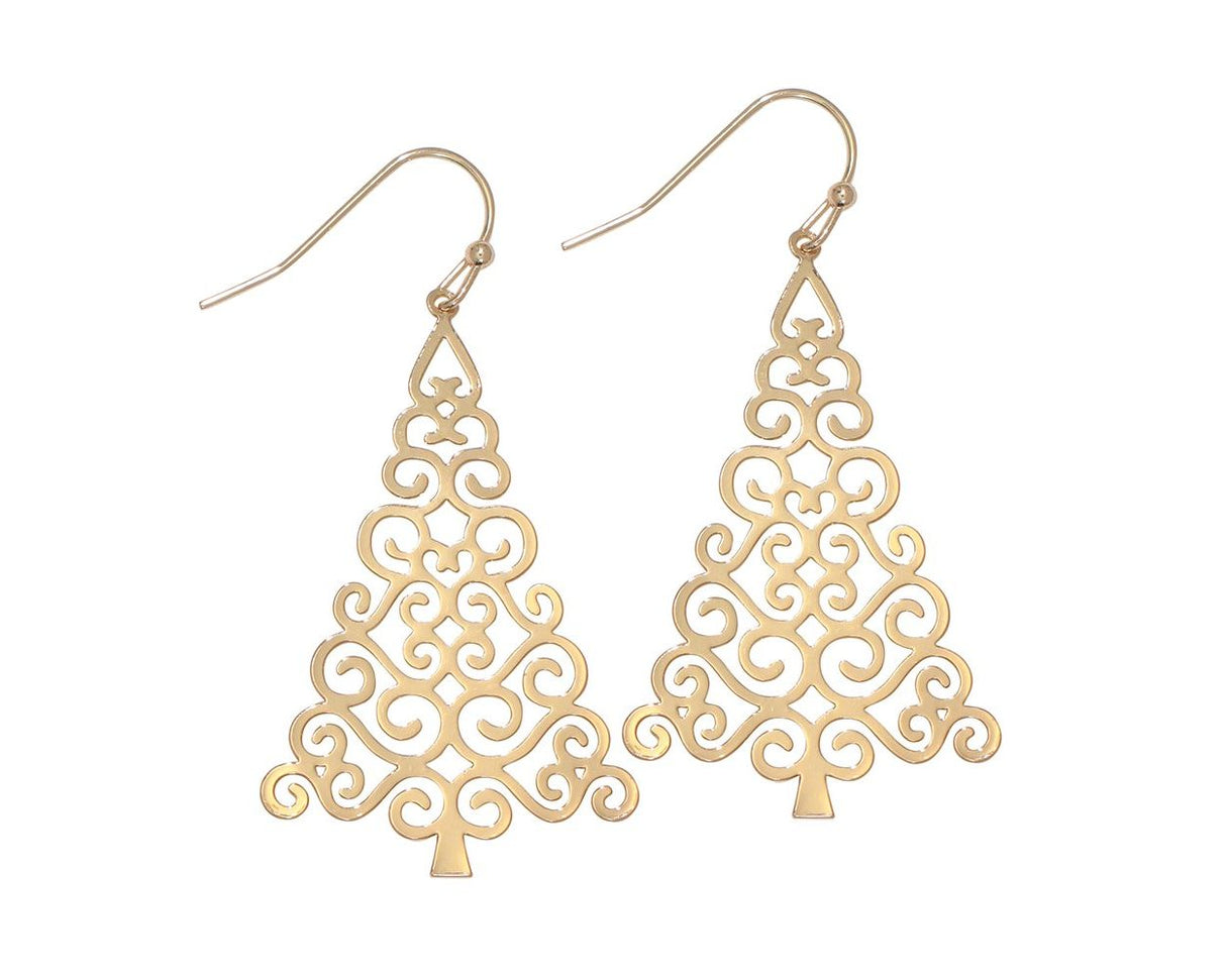 Gold Filigree Cutout Tree Earrings
