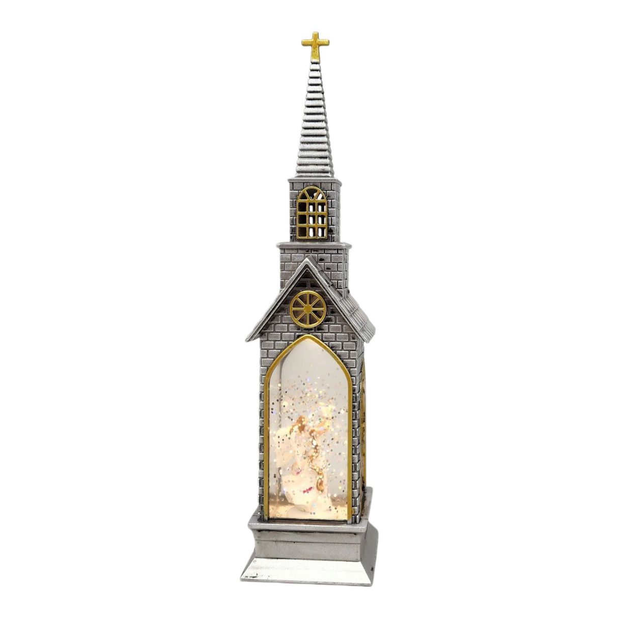 Lighted Church Waterglobe - Angel