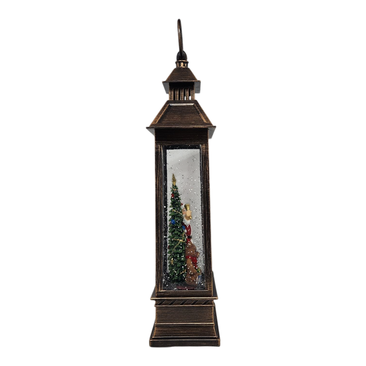 Lighted Spinning Waterglobe Lantern - Santa Delivering Gifts