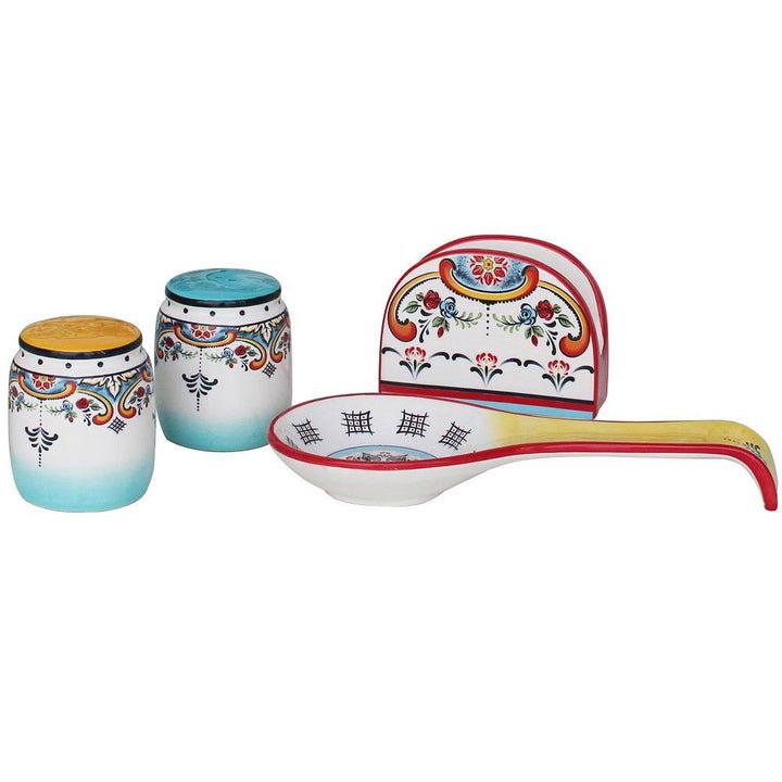 Zanzibar Hand - Painted Kitchen Accessories Set – 4 Pieces - Tuesday Morning - Serveware Accessories