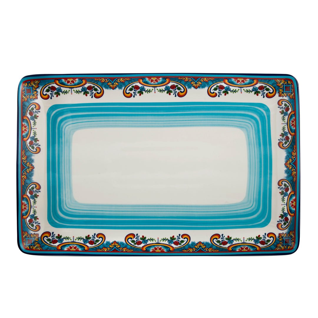 Zanzibar Rectangular Serving Platter – Oven - Safe Stoneware - Tuesday Morning - Bakeware