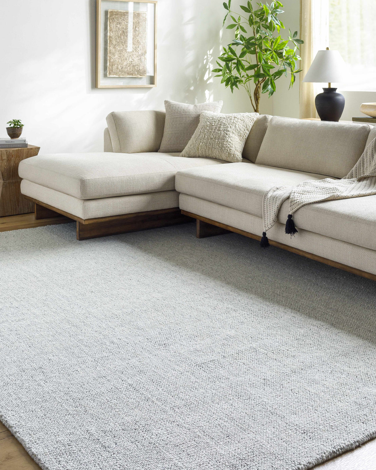 Zareh Gray Blue Solid Area Rug - Clearance