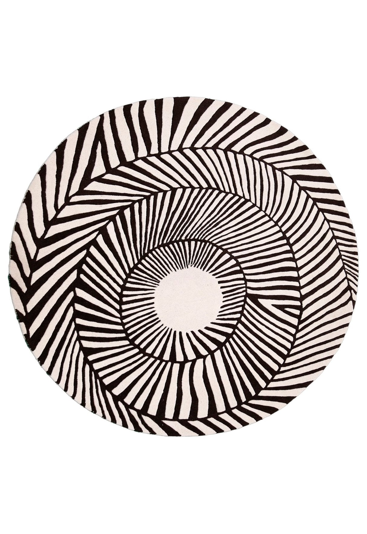 Zebra Orbit Black Hand Tufted 6x6 Wool Area Rug