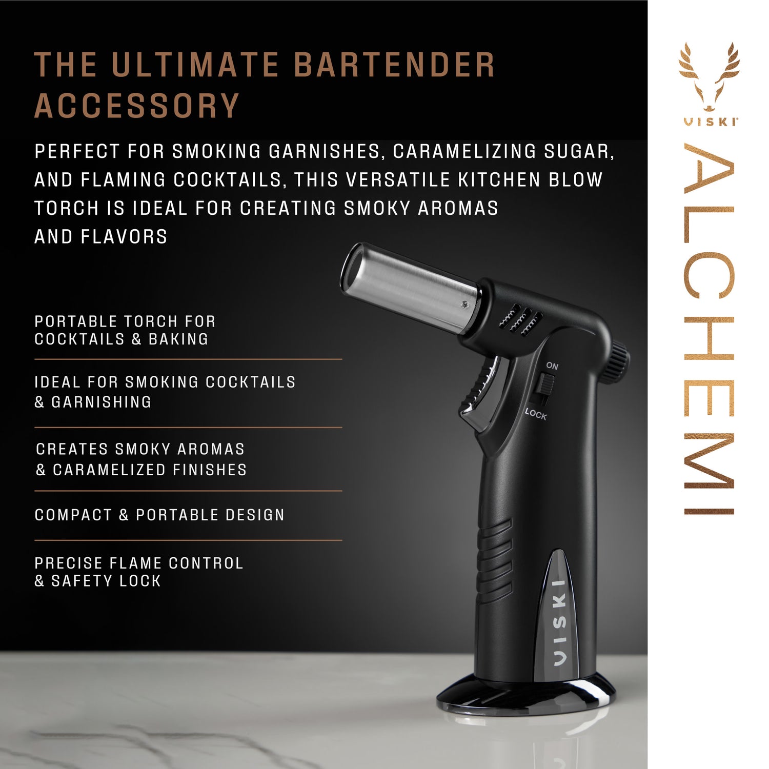 Alchemi bartender's torch in black viski®