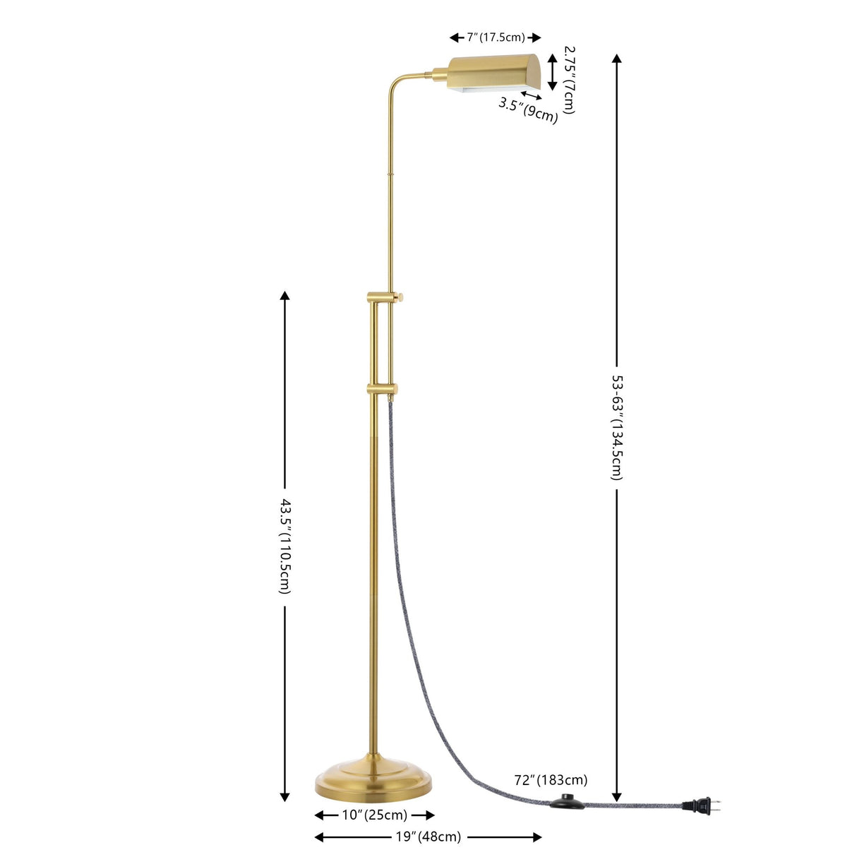 Zinnia industrial minimalist height - adjustable iron pharmacy led floor lamp - Tuesday Morning - Floor Lamps