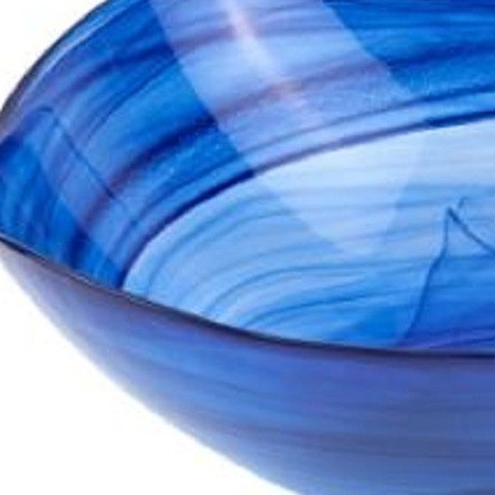 10 Contemporay Soft Square Blue Swirl Glass Bowl - Tuesday Morning-Sculptures