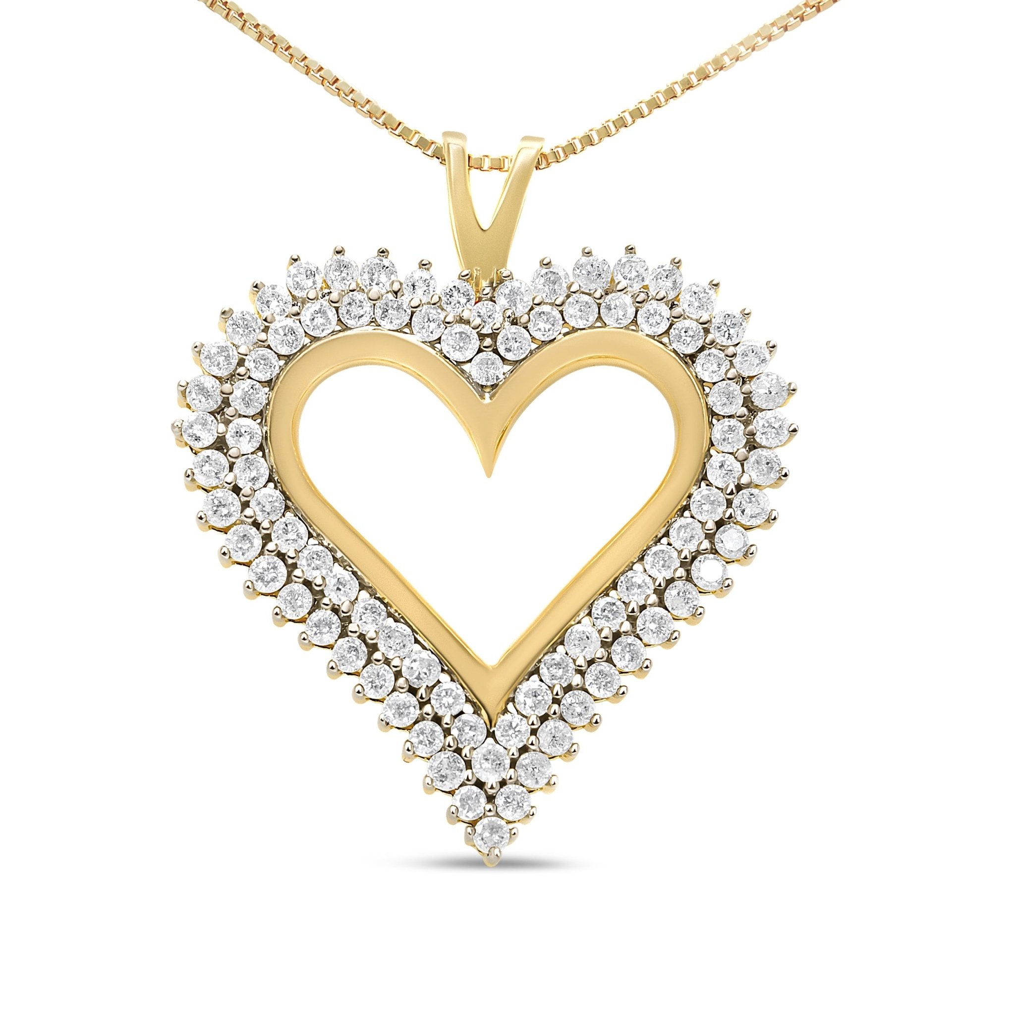10K Yellow Gold Plated .925 Sterling Silver 2.00 Cttw Diamond Heart 18