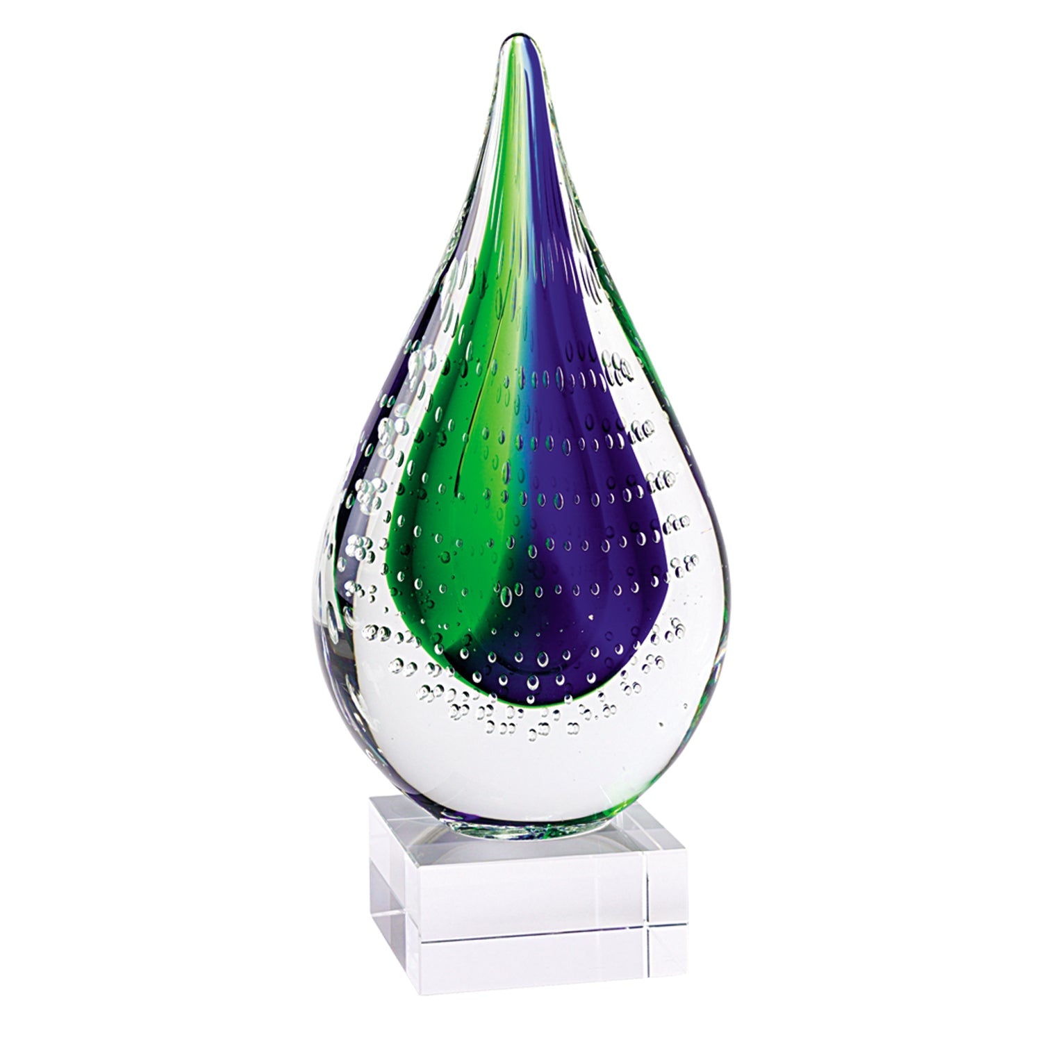 11-Mouth-Blown-Teardrop-Centerpiece-On-Crystal-Base-Sculptures-&-Statues