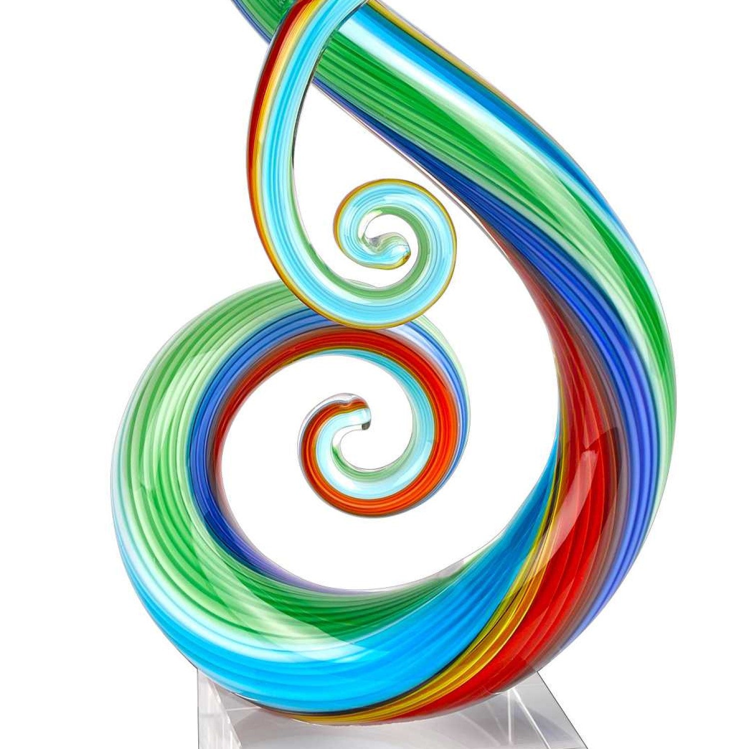 11 Multicolor Art Glass Note Centerpiece On Crystal Base - Tuesday Morning-Sculptures