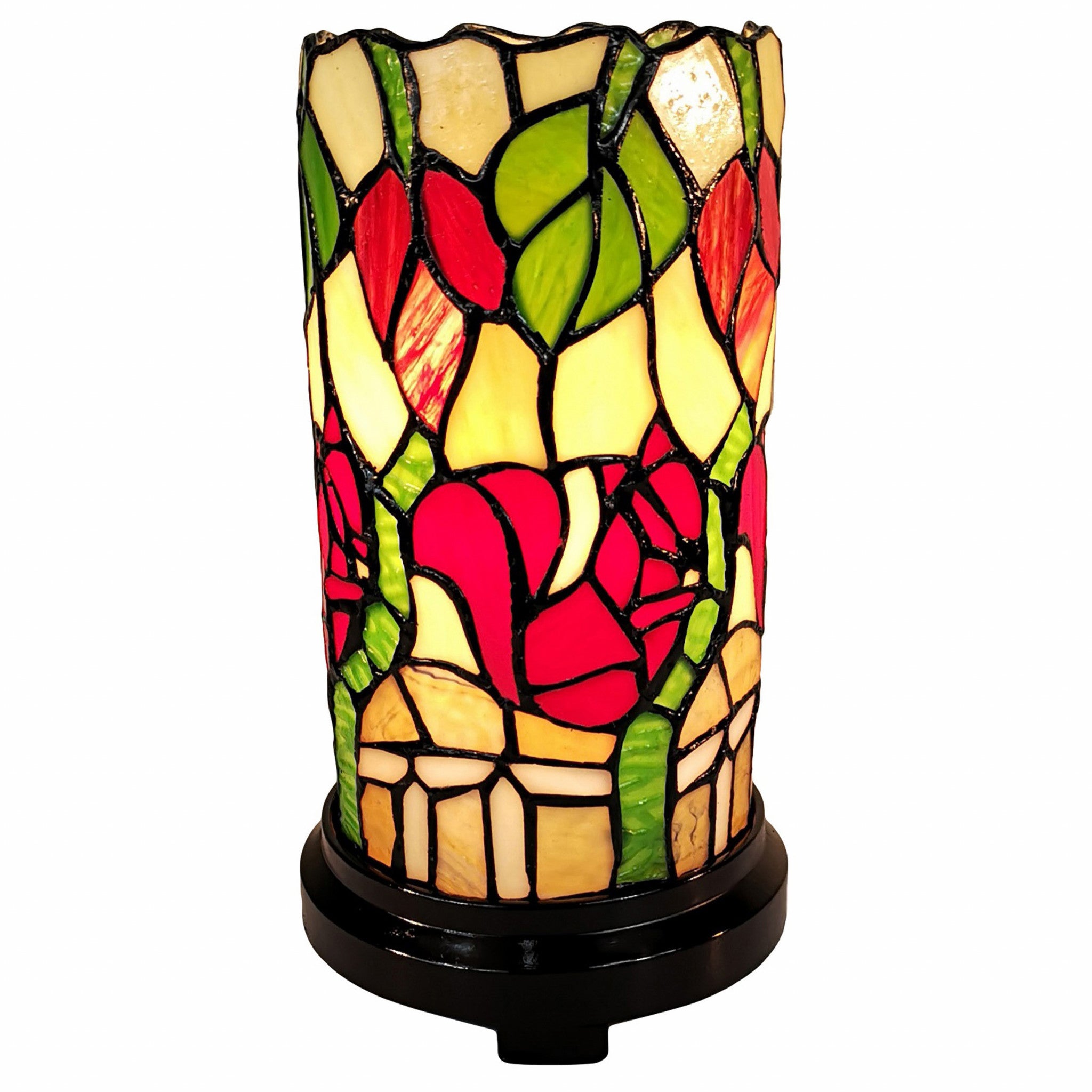11" Tiffany Style Red Floral Accent Table Lamp - Tuesday Morning-Table Lamps