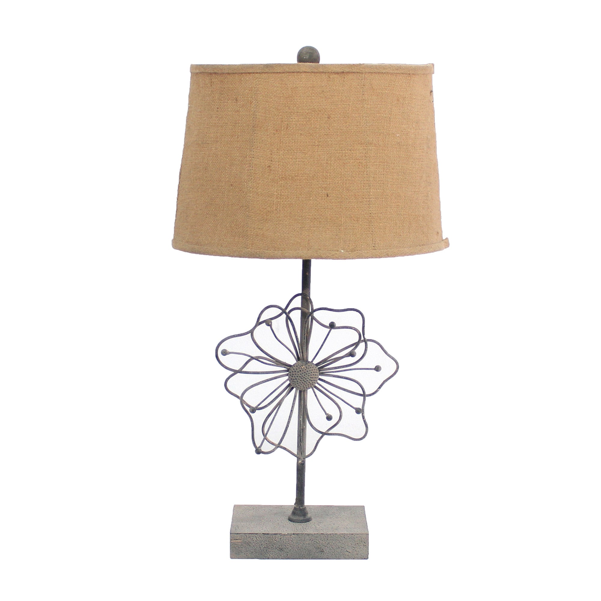 11 X 15 X 27.75 Tan Country Cottage With Blooming Flower Pedestal - Table Lamp - Tuesday Morning-Table Lamps