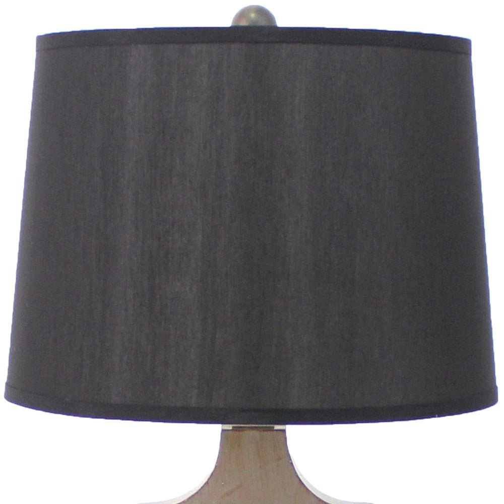 12 X 14 X 25.25 Black Traditional Wooden Linen Shade - Table Lamp - Tuesday Morning-Table Lamps