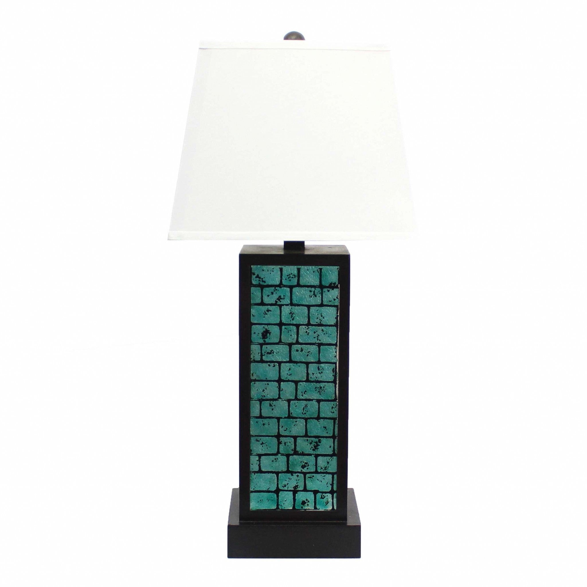 13 X 15 X 30.75 Black Metal With Teal Brick Pattern - Table Lamp - Tuesday Morning-Table Lamps