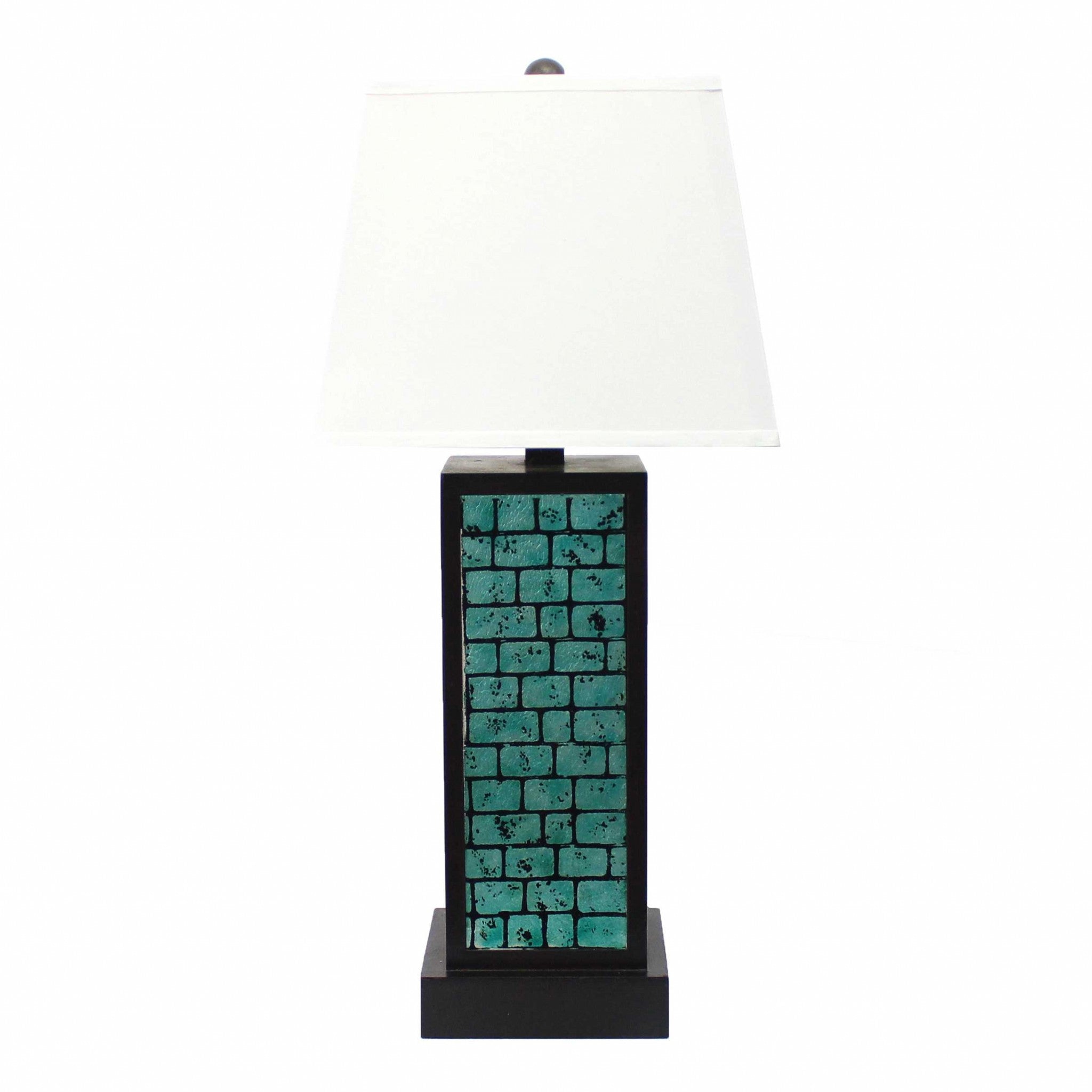 13-X-15-X-30.75-Black-Metal-With-Teal-Brick-Pattern-Table-Lamp-Table-Lamps