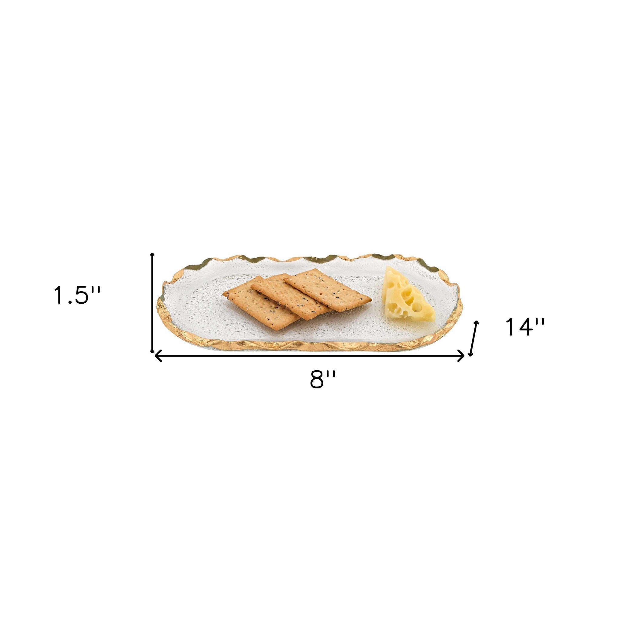 14 Glass Oval Edge Gold Leaf Platter - Tuesday Morning-Dinnerware