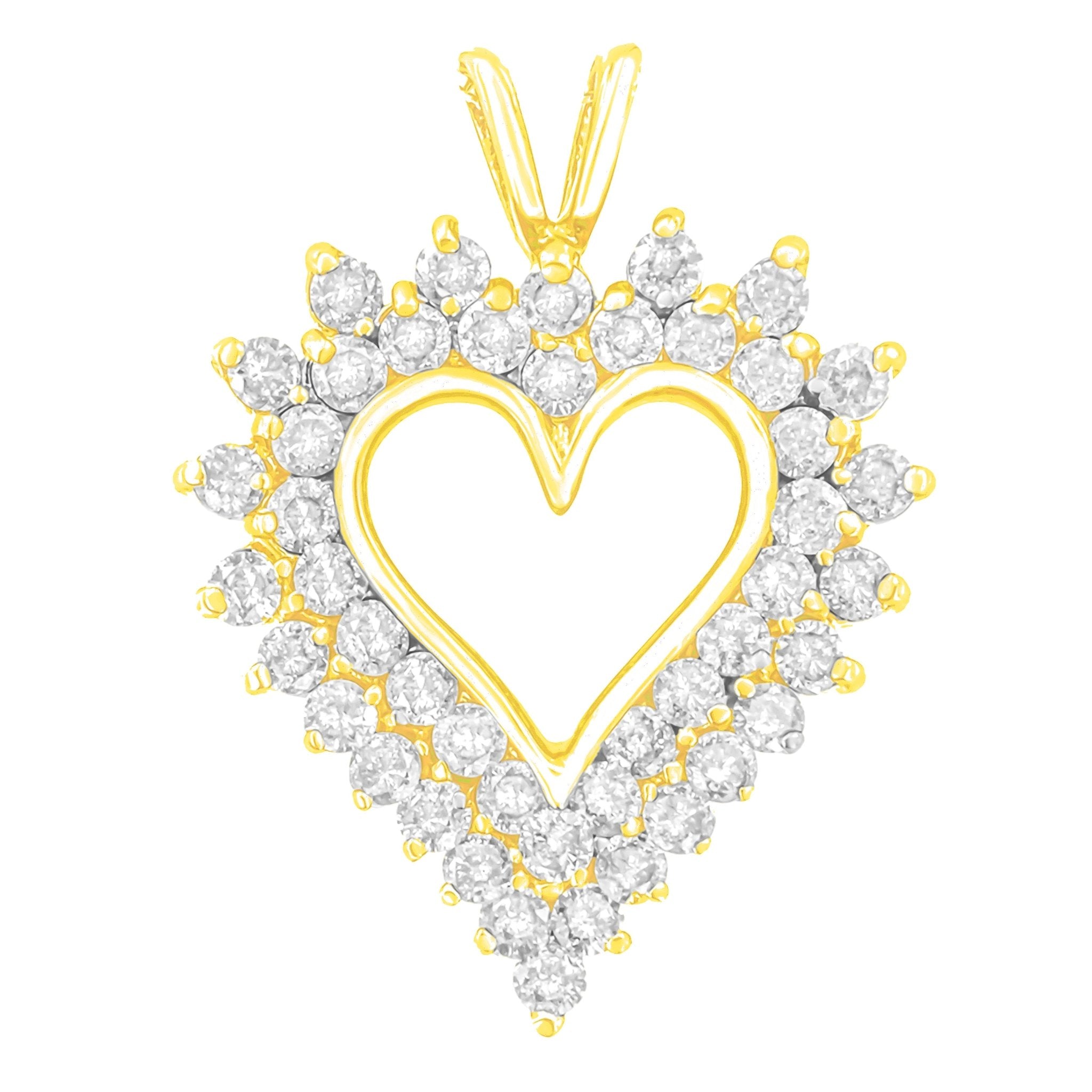 14K Yellow Gold Plated .925 Sterling Silver 3.00 Cttw Round Cut Diamond Cluster Heart 18