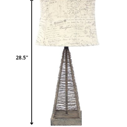 15 X 13 X 28.5 Tan Industrial Metal With Gentle Linen Shade - Table Lamp - Tuesday Morning-Table Lamps