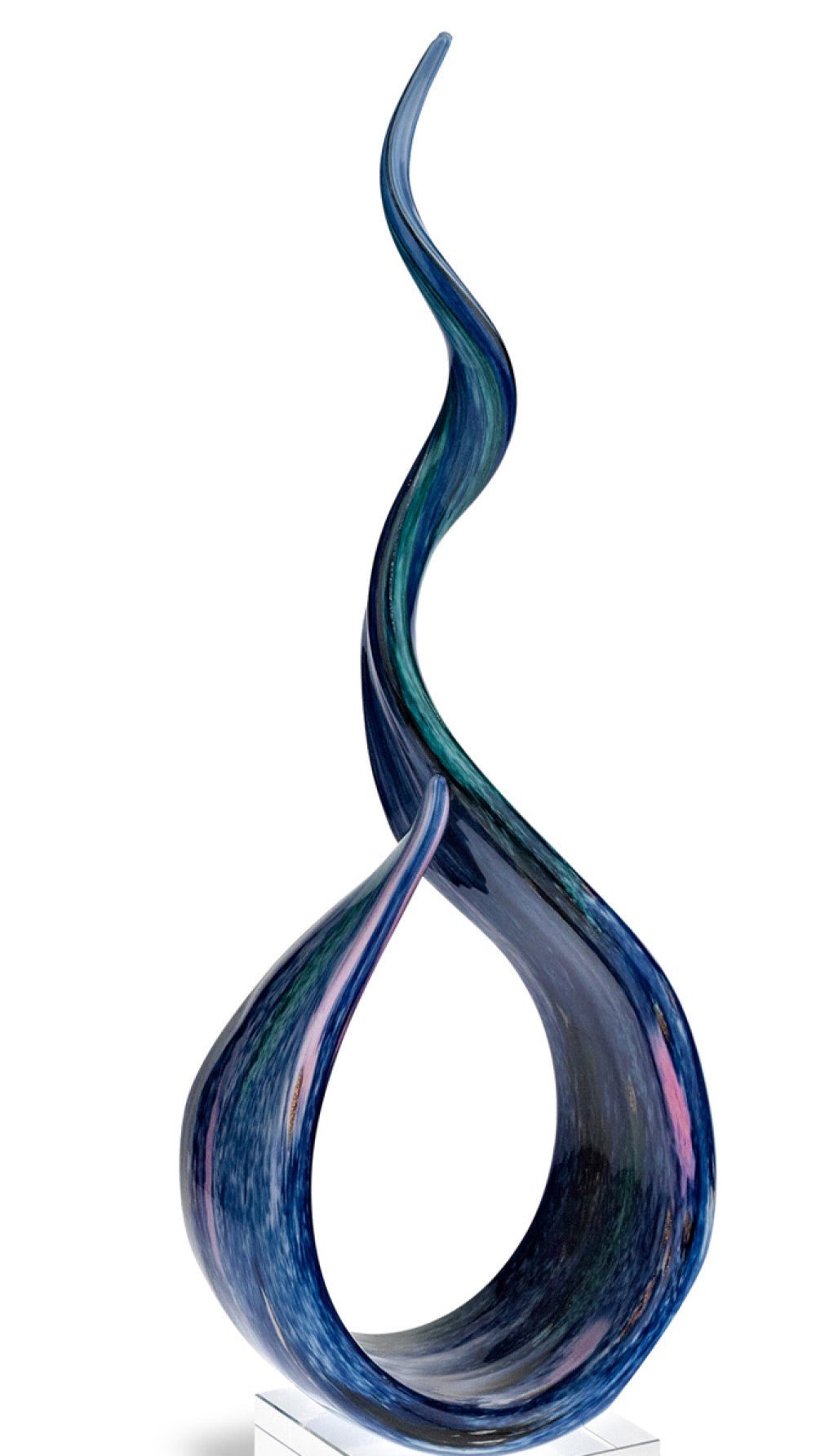 18 Multicolor Art Glass Centerpiece On Black Crystal Base - Tuesday Morning-Sculptures