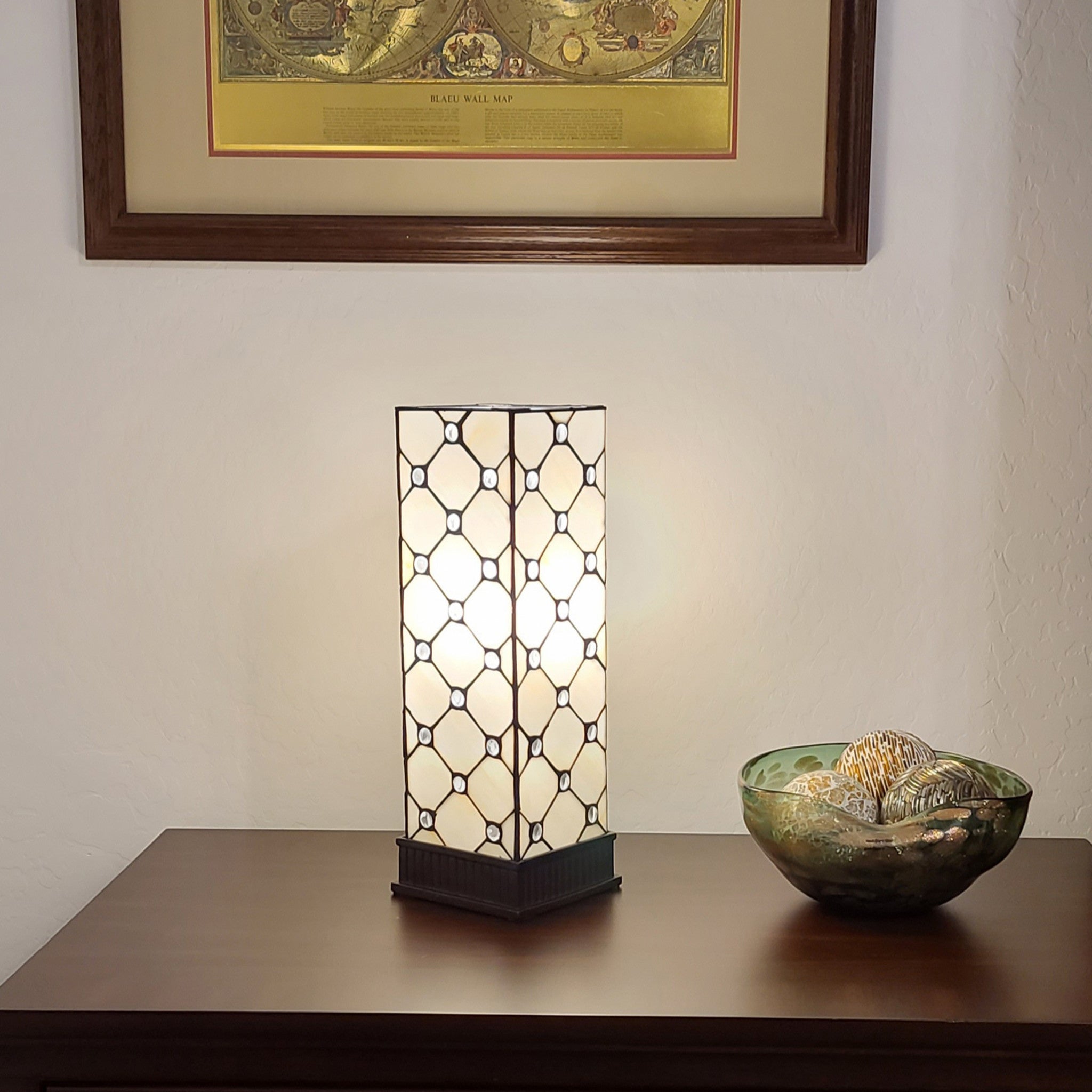 18" Tiffany Style Jeweled Dark Brown Base Table Lamp - Tuesday Morning-Table Lamps