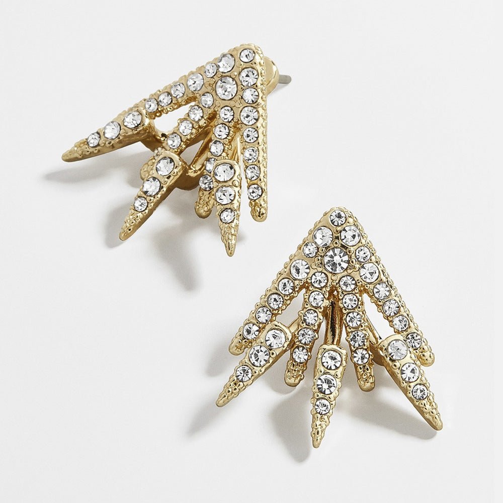 18K Gold Centauri Ear Jackets With Crystals From Swarovski - Tuesday Morning-Stud Earrings