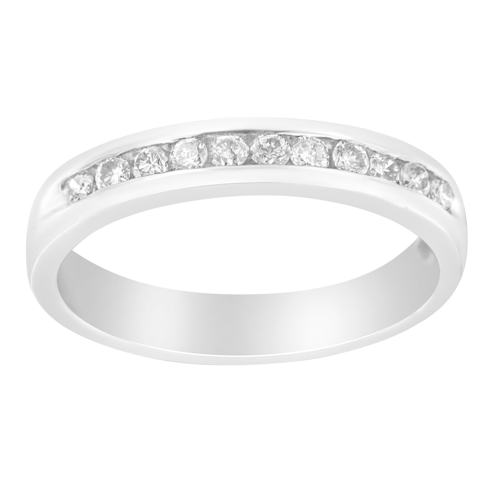 18K-White-Gold-1/4-Cttw-Channel-Set-Brilliant-Round-Cut-Diamond-Classic-11-Stone-Wedding-Band-Ring-(E-F-Color,-I1-I2-Clarity)-Size-6-Rings