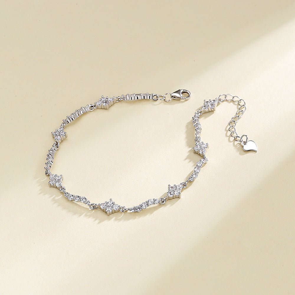18K White Gold Bracelet With Genuine Crystals - Tuesday Morning-Bracelets
