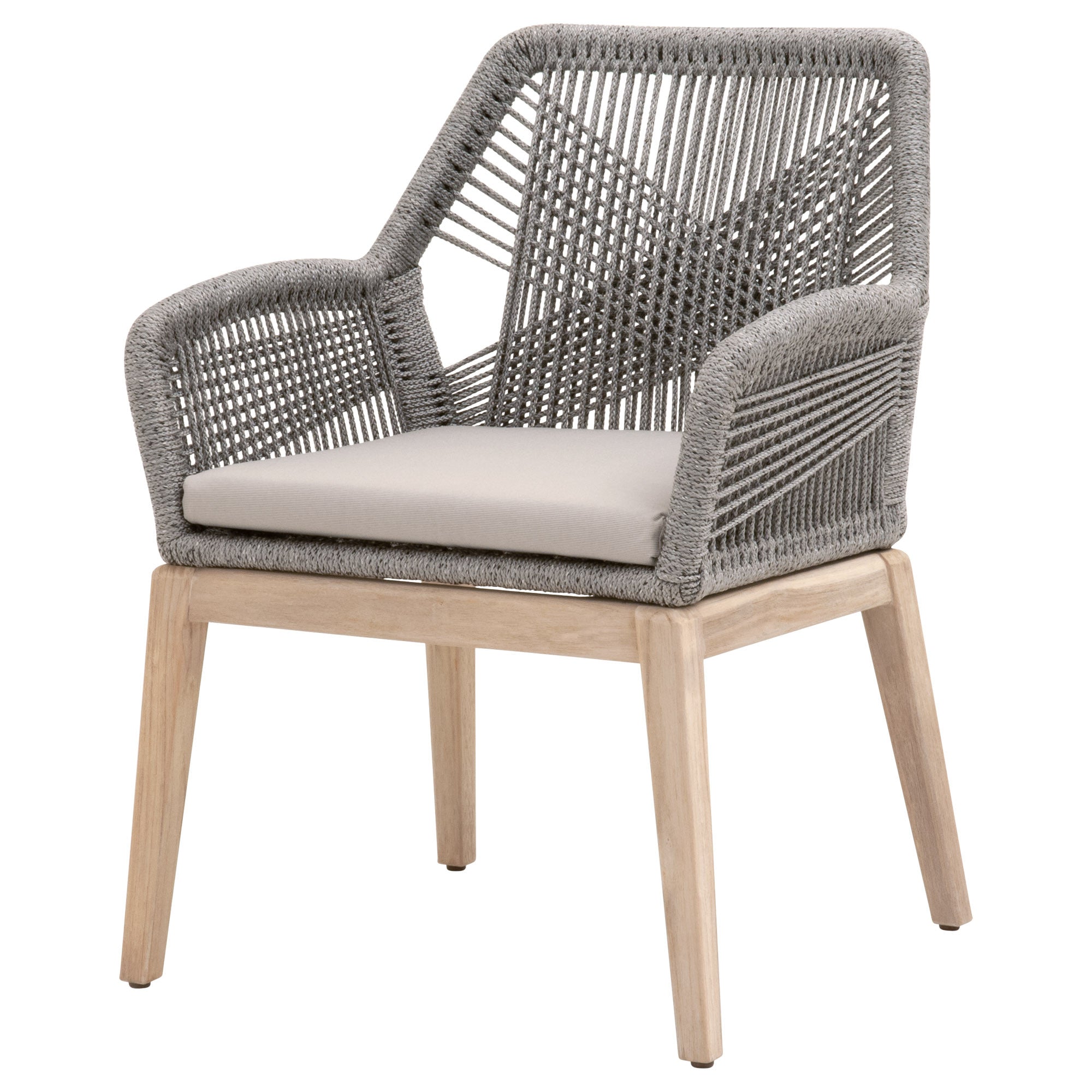 26" Set Of Two Platinum And Natural Solid Wood Dining Chair With Gray Cushion - Tuesday Morning-Outdoor Chairs