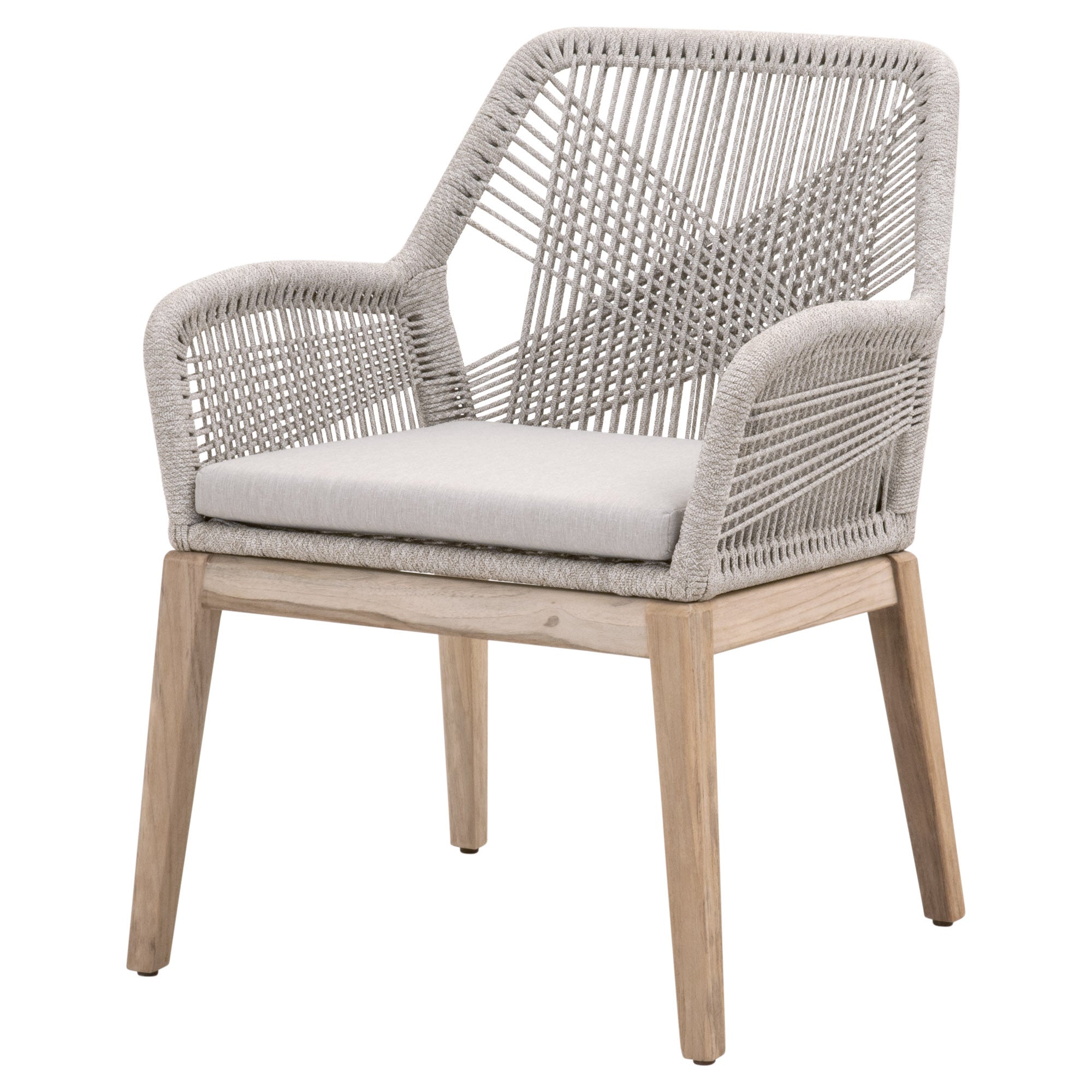 26" Set Of Two Taupe And Natural Solid Wood Dining Chair With Gray Cushion - Tuesday Morning-Outdoor Chairs