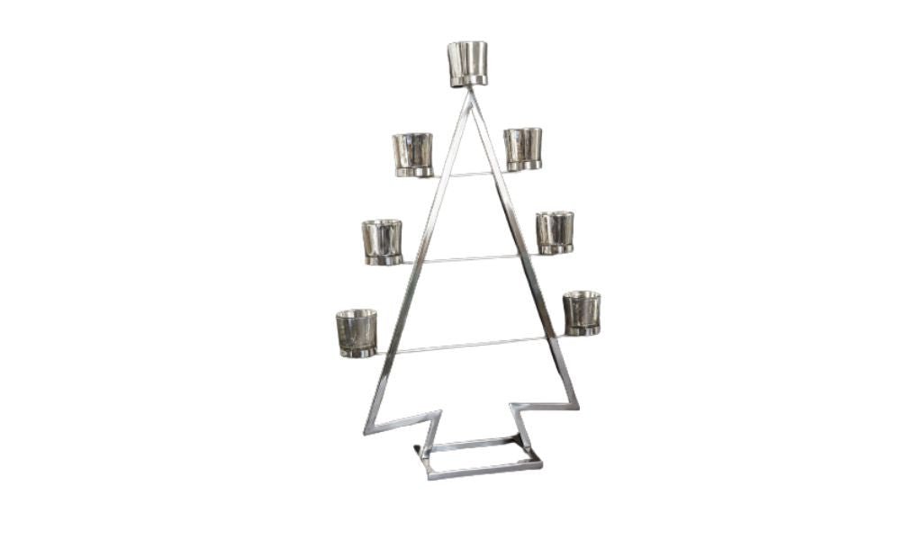 26" Stainless Steel Christmas Tree Tea Light Candle Holder - Tuesday Morning-Sculptures