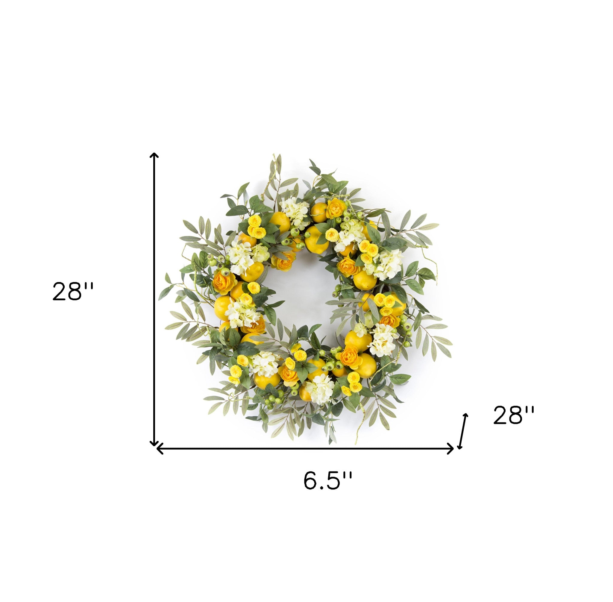 28" Green and Yellow Artificial Summer Lemon Wreath - Tuesday Morning-Wreaths