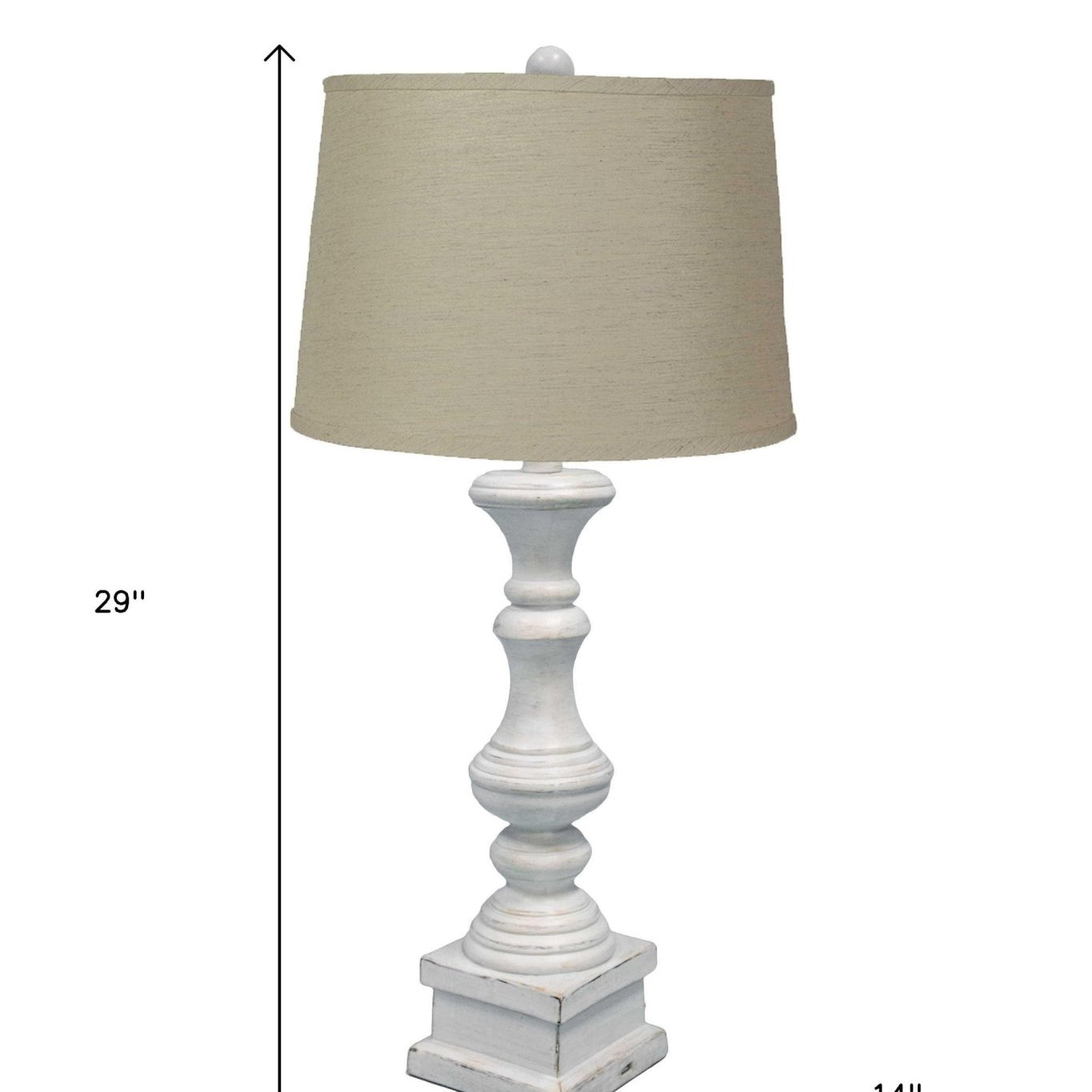 29" Antiqued White With Beige Shade - Tuesday Morning-Table Lamps