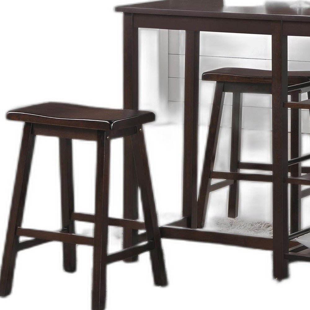 3 Piece Counter Height Set In Walnut - Tuesday Morning-Dining Sets