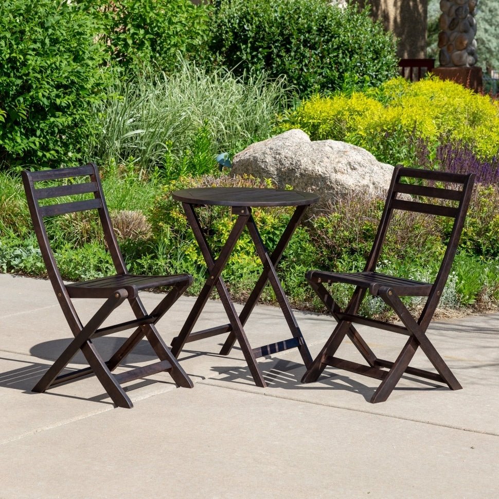 3-piece Outdoor Bistro Set, Round, Espresso - Tuesday Morning-Outdoor Furniture